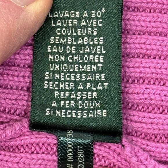 LAUREN RALPH LAUREN Pink Ribbed Turtleneck Sweater Women Medium Gold‎ Buttons - Picture 12 of 15